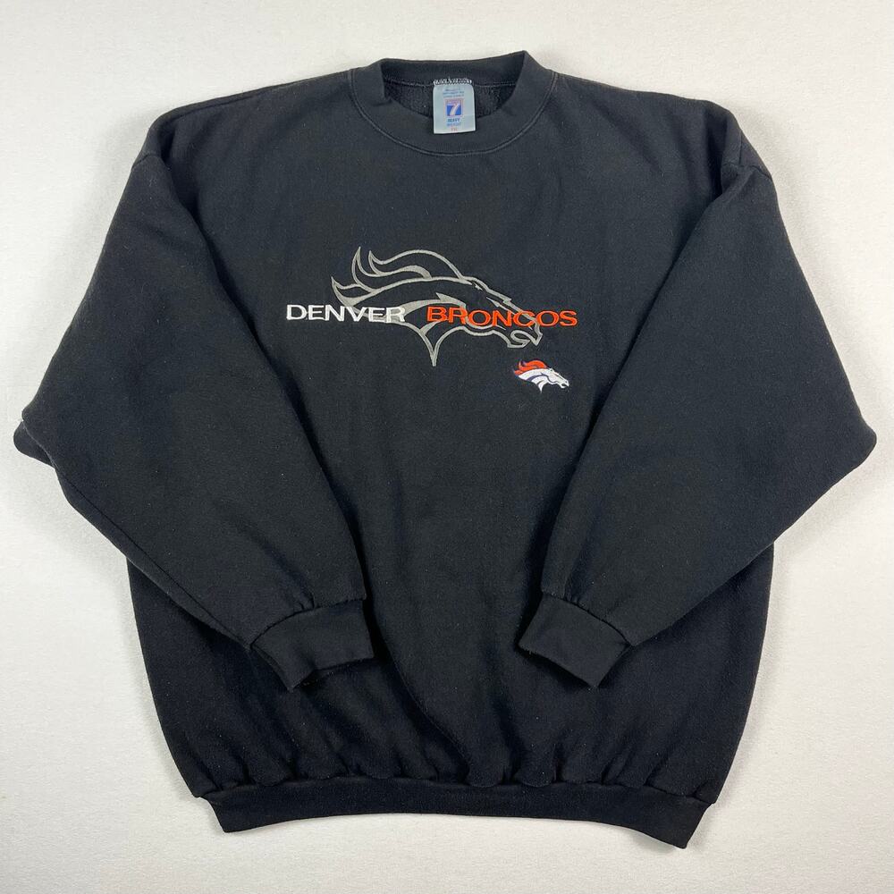 Denver Broncos Logo 7 Made In Usa Vintage Heavyweight Crewneck Sweatshirt XXL